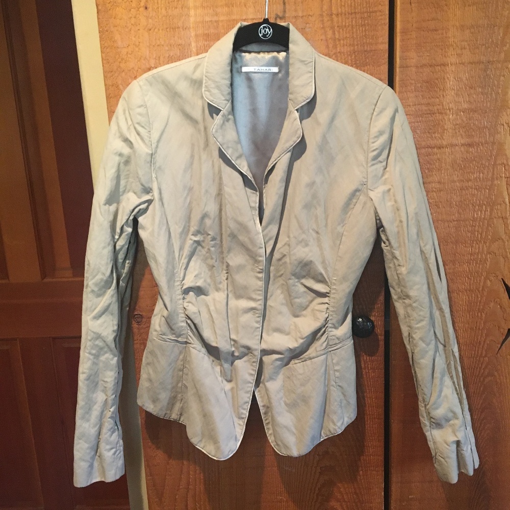 Tahari Lined Cotton Blend Blazer Jacket